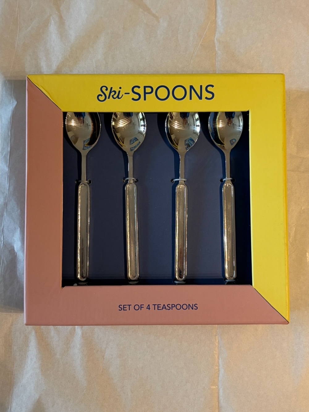 Anthropologie Après Ski Stainless Steel Teaspoons Set of 4 Silver Long NEW